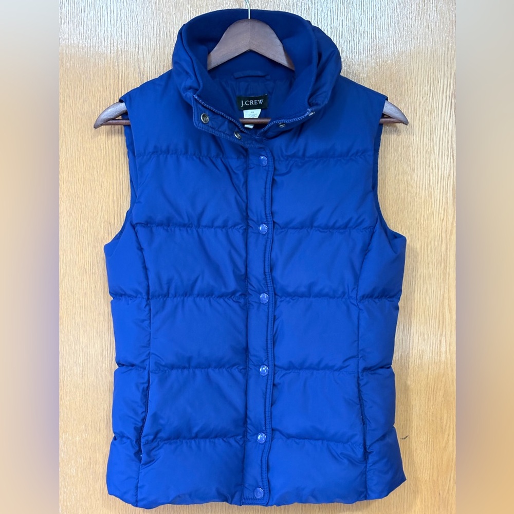 J. Crew Bright Blue Quilted Down Puffer Vest-XS